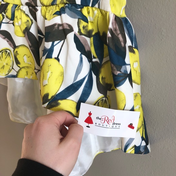 NWT Mustard Seed Lemon Off The Shoulder Peplum Top - Picture 4 of 7